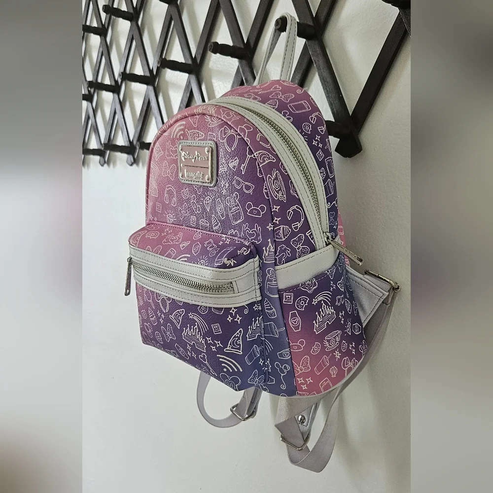 Disney Lounge Fly Pink Purple Ombre Icons Mini Backpack